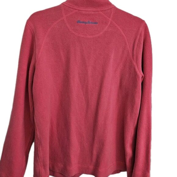 Tommy Bahama Aruba Sweater Womens Large Pink Stretch Cotton Half Zip Pullover - Picture 8 of 11